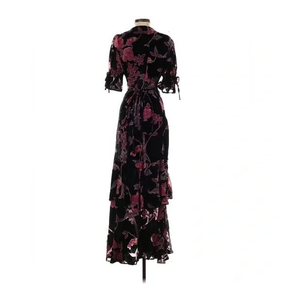 Hutch Black Motif Tiered Velvet Wrap Dress - Picture 9 of 9